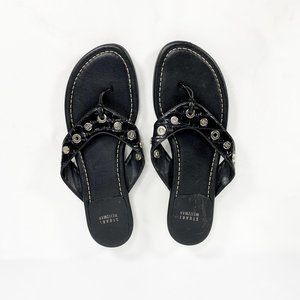 STUART WEITZMAN Croc Eyelet Flip Flops Black